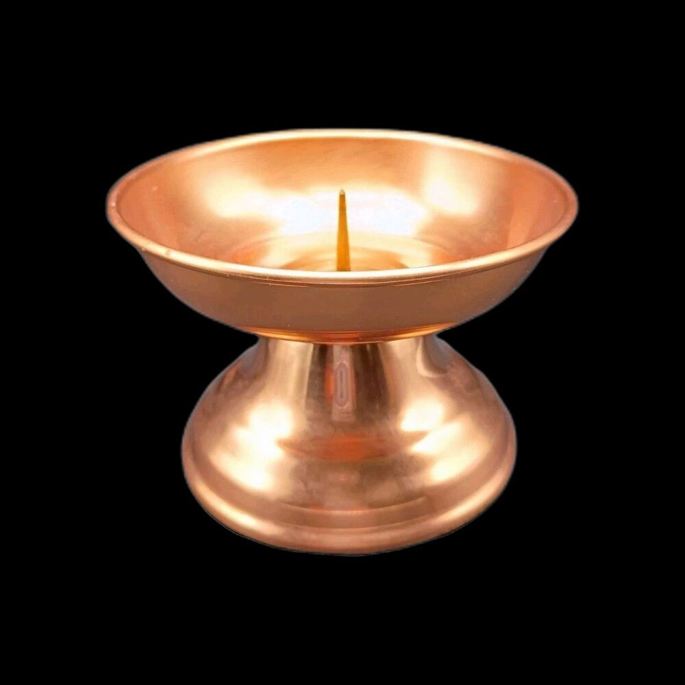 Vintage Coppercraft Guild Pedestal Pillar Candle Holder 3.5" x 4.5" Made in USA